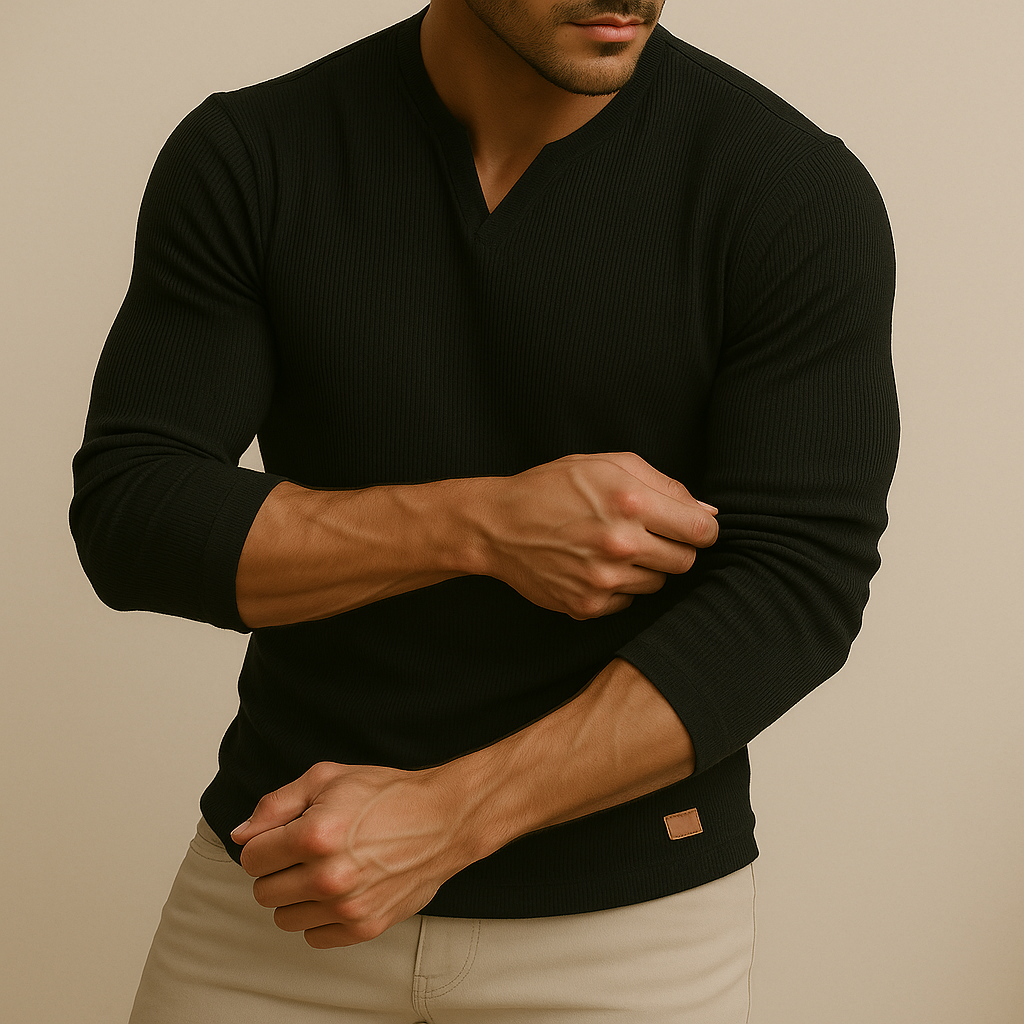 Men's Slim Fit V-Neck Sports Shirt