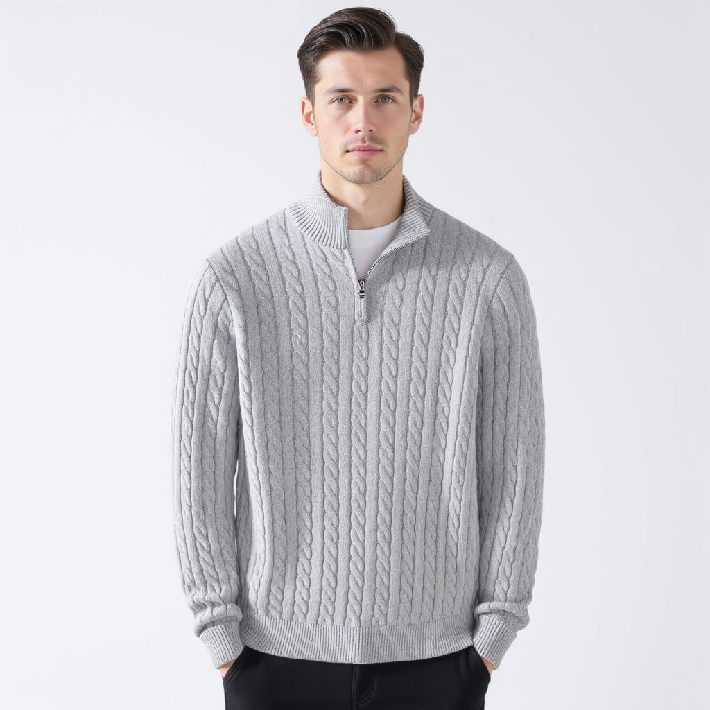 VICCI Zipped Cable Sweater