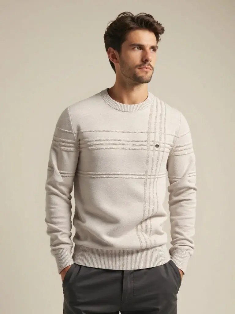 Men’s Knit Sweater – Cotton Knitted Stripped Casual Everyday Knitwear SPECTER