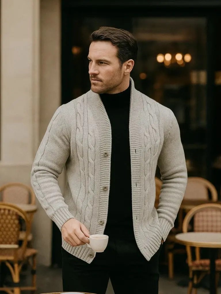 Men’s Cardigan Sweater – Elegant Casual Everyday Knitwear SPECTER