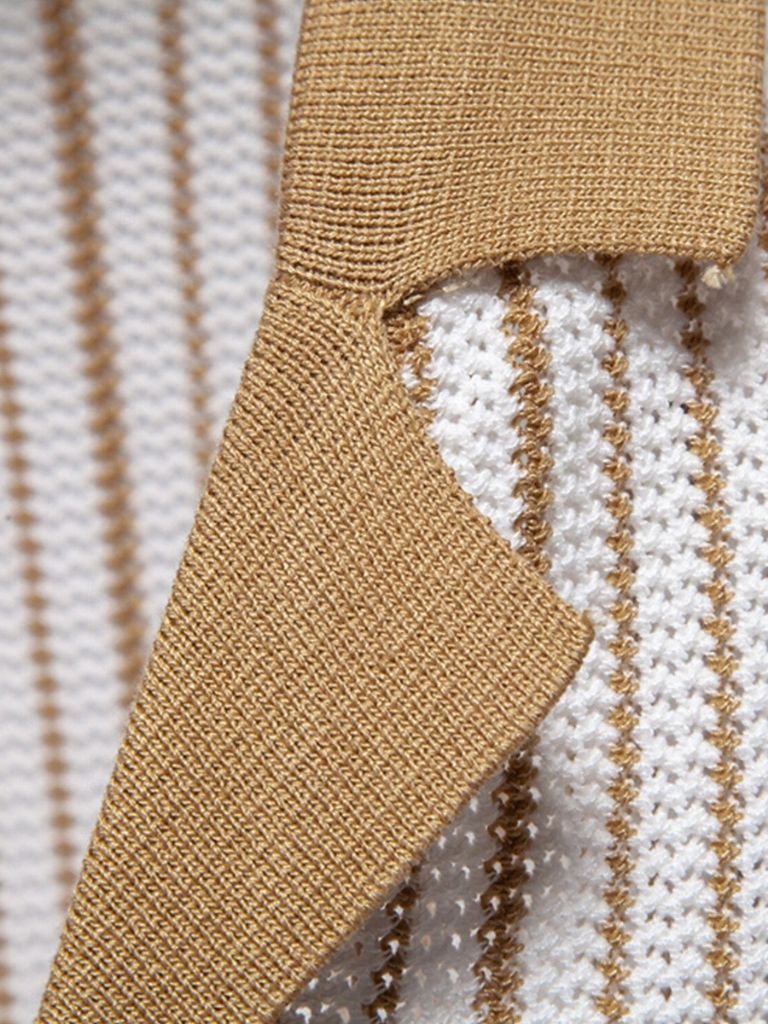 Striped Knit Polo Shirt